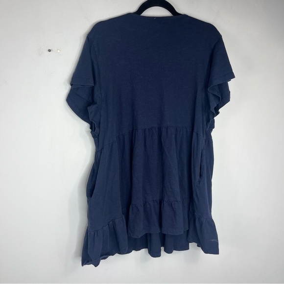 Keep in Touch Size Large Cotton Floral Embroidered Tunic Blouse Navy II5 - Picture 5 of 8